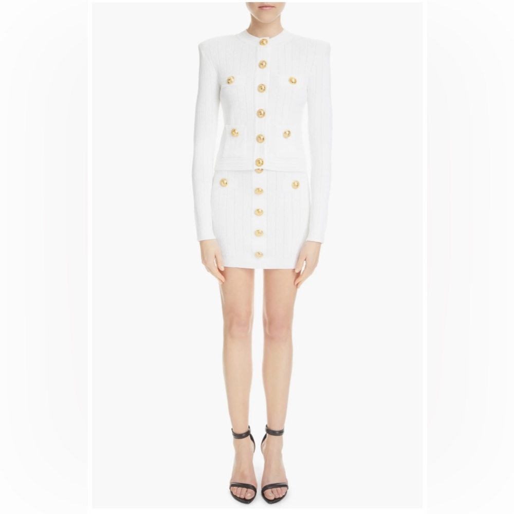 Balmain Button Detail Rib Stitch Skirt - Picture 1 of 7